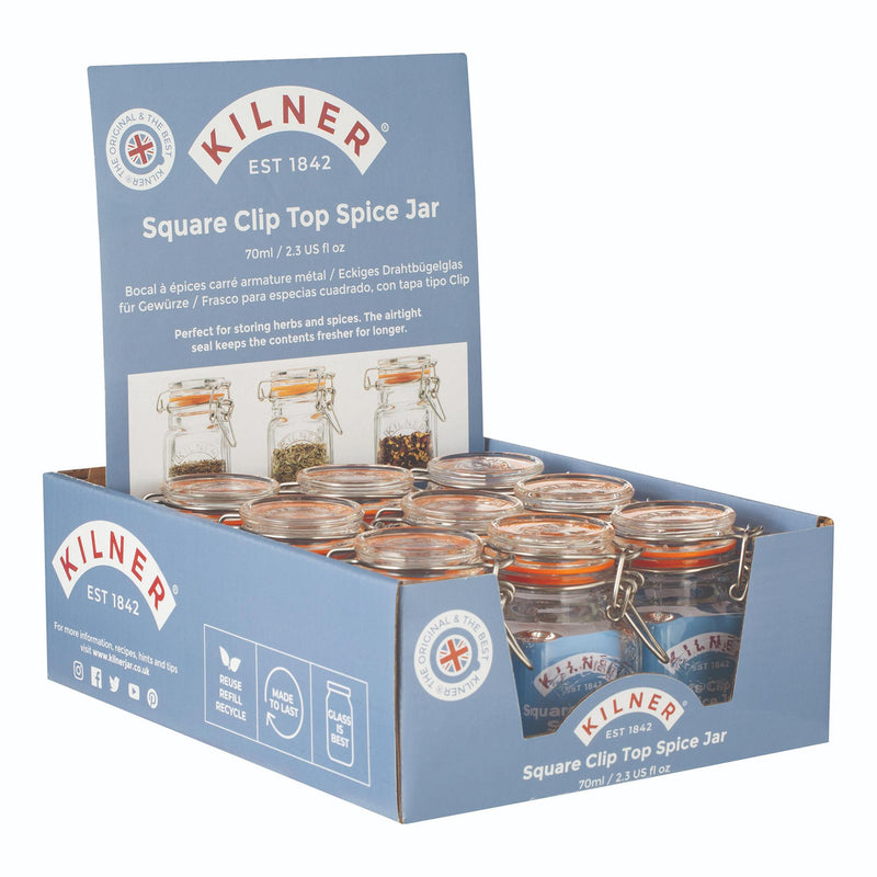 KILNER Square Clip Top Spice Jar , 70ml