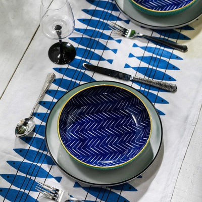 Mikasa Coupe Pasta Dinner Bowl 21cm Indigo Chevron