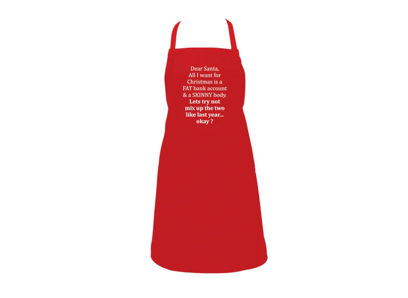 Annabel Trend Christmas Screen Print Apron - Fat Skinny