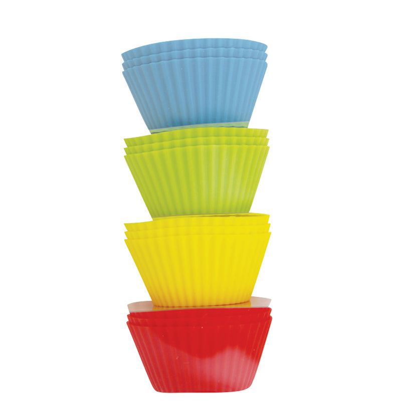 Avanti - Silicone Cupcake Cups 12 Piece Set - Red/Blue/Green/Yellow