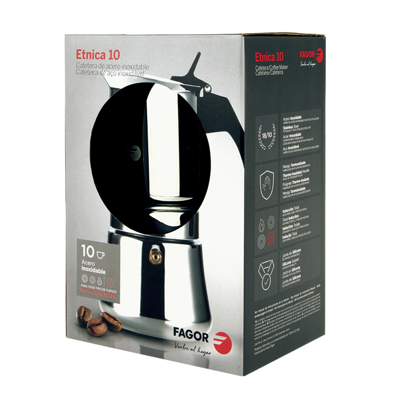 Fagor - Etnica 10 Cup Stainless Steel Espresso Maker