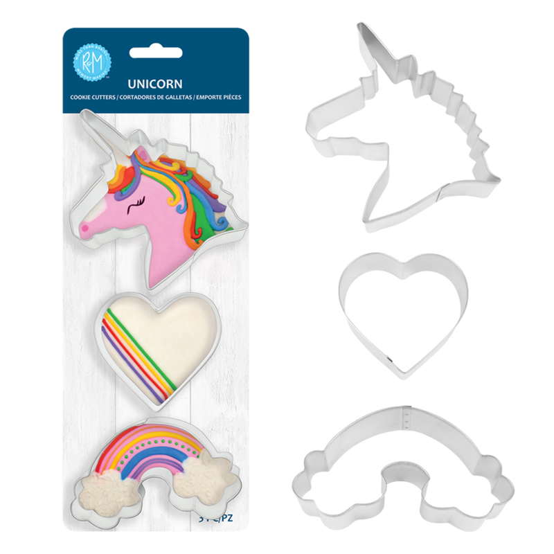 R&M - Stainless Steel Unicorn Cookie Cutter Set of 3.