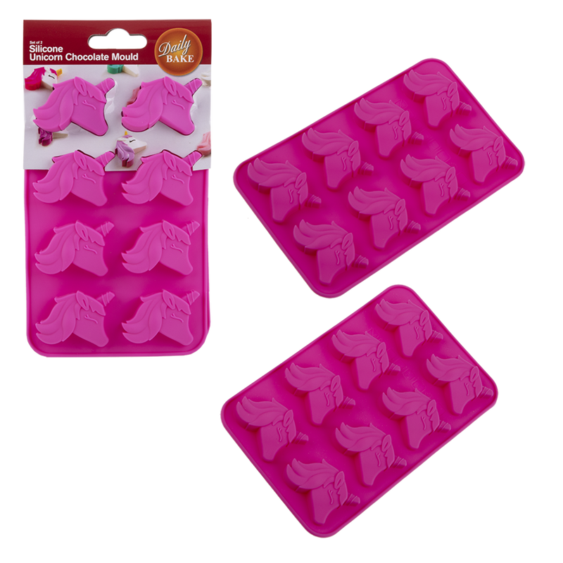 Daily Bake - Silicone Unicorn 8 Cup Chocolate Mould Set 2 - Pink