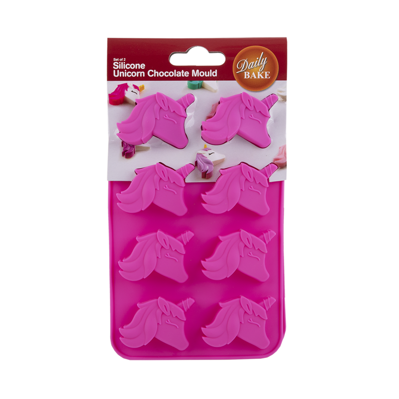 Daily Bake - Silicone Unicorn 8 Cup Chocolate Mould Set 2 - Pink