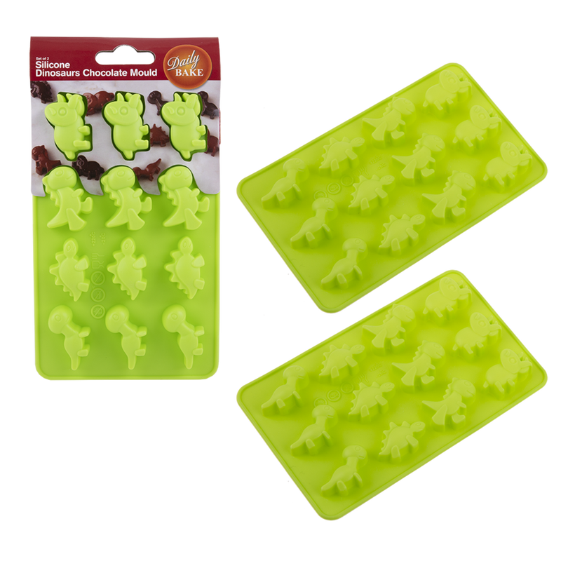 Daily Bake - Silicone Dinosaur 8 Cup Chocolate Mould Set 2 - Green