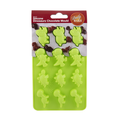 Daily Bake - Silicone Dinosaur 8 Cup Chocolate Mould Set 2 - Green