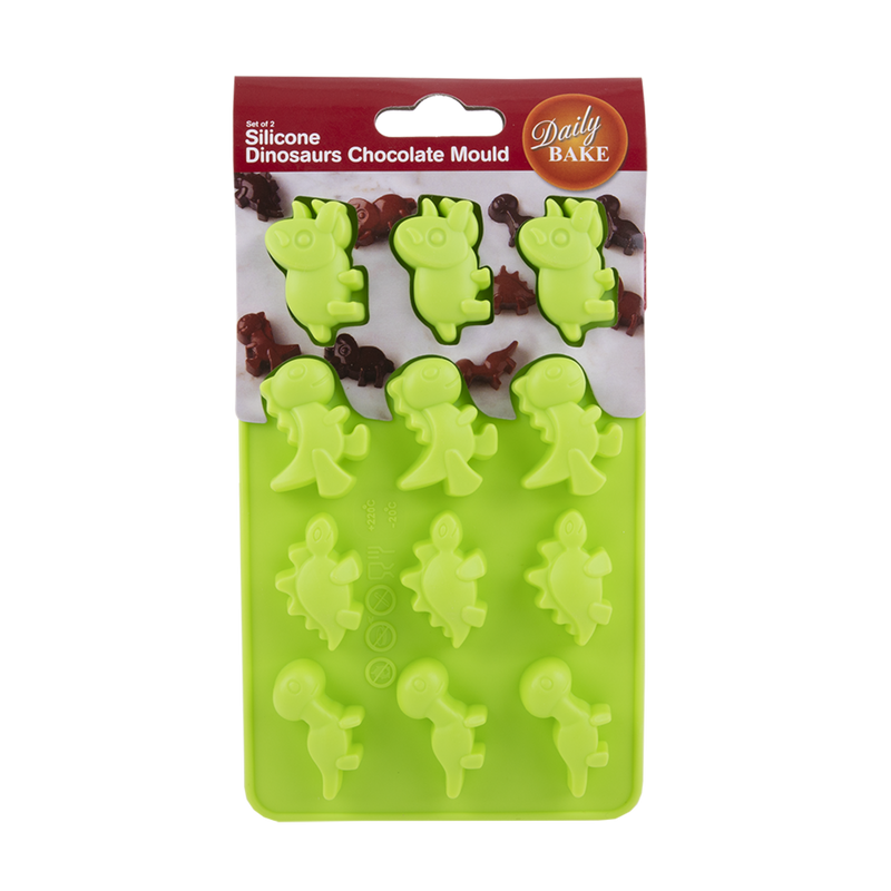 Daily Bake - Silicone Dinosaur 8 Cup Chocolate Mould Set 2 - Green