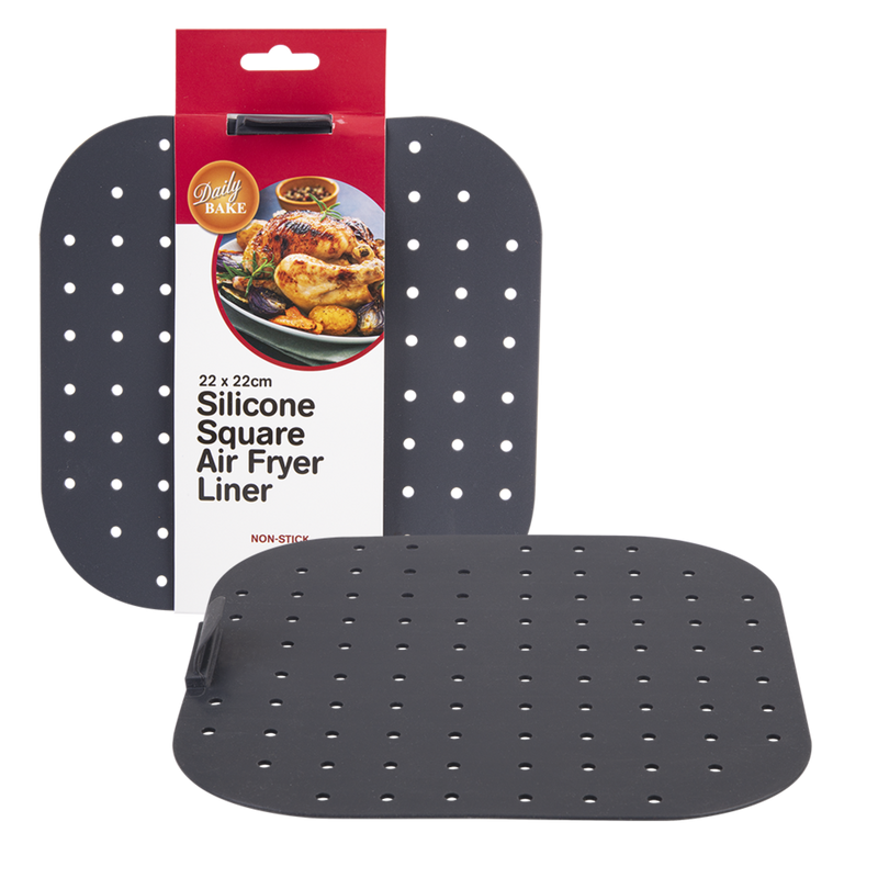 Daily Bake - Silicone SQUARE Air Fryer Liner 22cm by 22cm - Chacoal