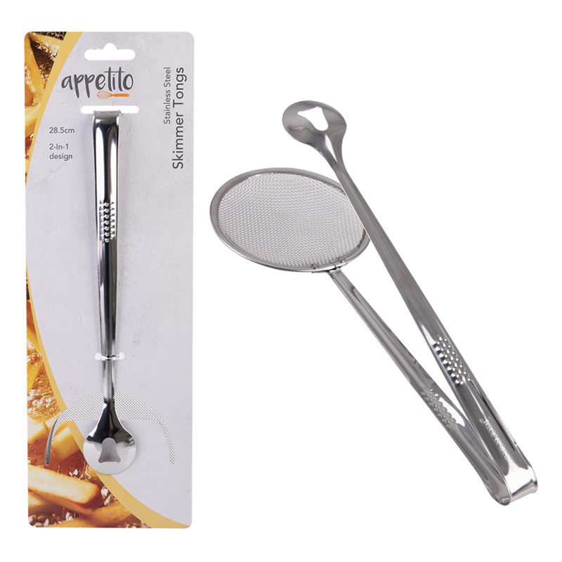 Appetito Stainless Steel Skimmer Tongs