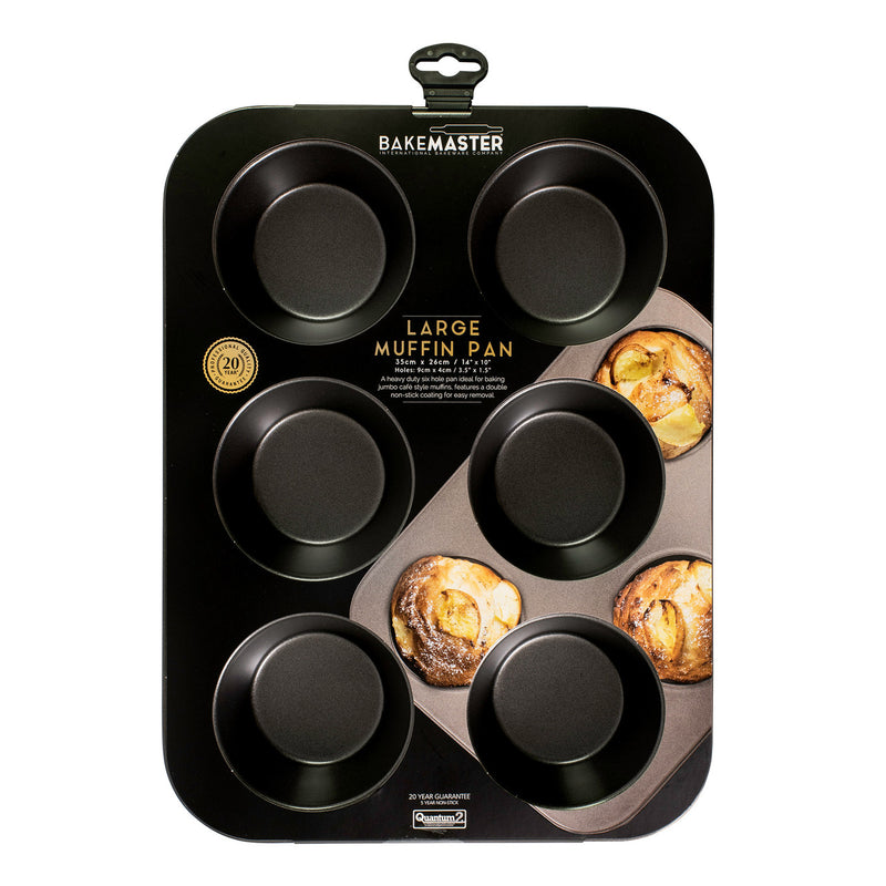 Bakemaster - 6 Cup Large Muffin Pan 35x26/9x4cm Non-stick