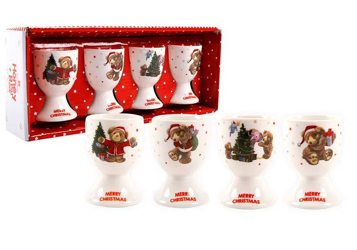 Honey Pot Bear Xmas Set Of 4 Egg Cup