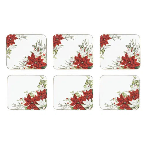 Poinsettia Assorted 6pk Coaster