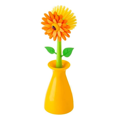 Vigar - Flower Power Dish Brush With Vase - Orange