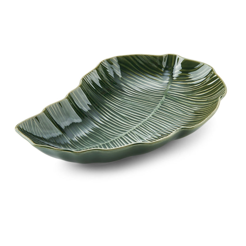 Mikasa Jardin Stoneware Leaf Serving Bowl, 31.5cm, Green