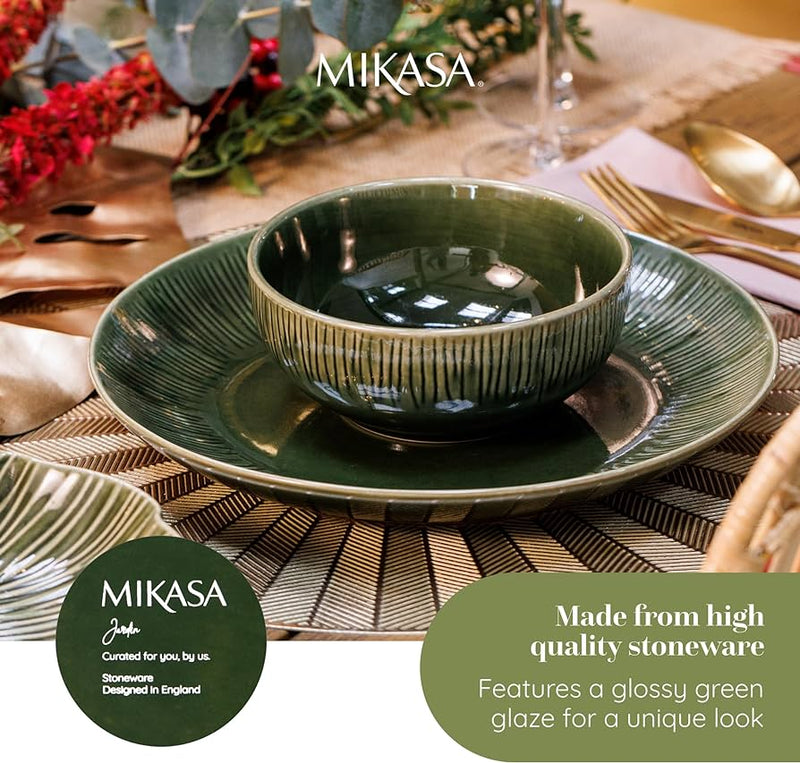 Mikasa Jardin 12-Piece Stoneware Dinner Set, Green
