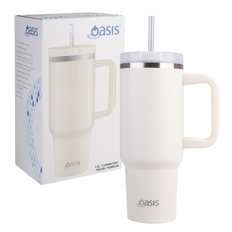 Oasis Commuter Travel Tumbler S/S Double Wall Insulated 1.2L - Alabaster