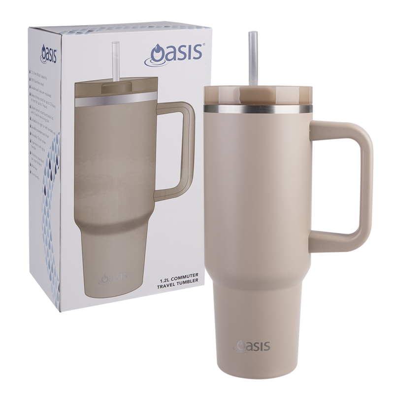 Oasis Commuter Travel Tumbler S/S Double Wall Insulated 1.2L - LATTE