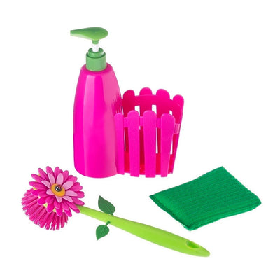 Vigar Flower Power 3pc Sink Caddy Set + Dispenser - Pink