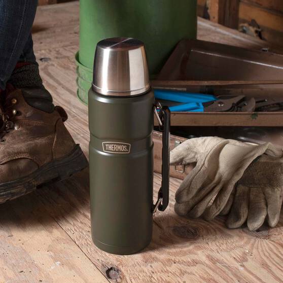 Thermos 1.2L S/King Vacuum Bottle - Army Green