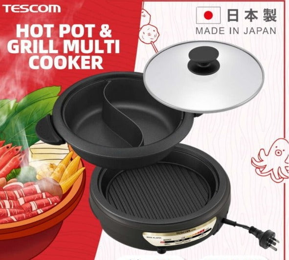 Tescom Electric 2-in-1 Hot Pot/BBQ Grill Multi Cooker – Made In Japan