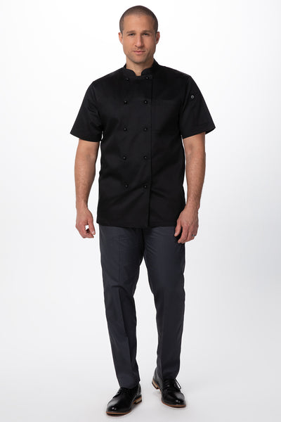 Chef Works Canberra Short Sleeved Chef Jacket  - Black