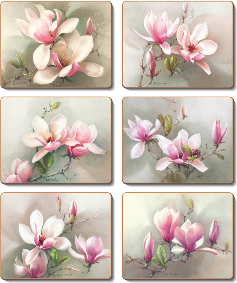 Cinnamon Magnolias Coasters Set of 6