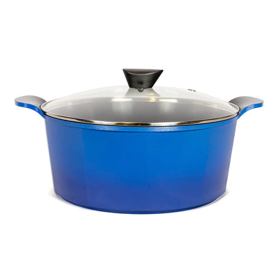 Neoflam Venn 32cm Casserole 9.60L Blue Induction with Glass Lid
