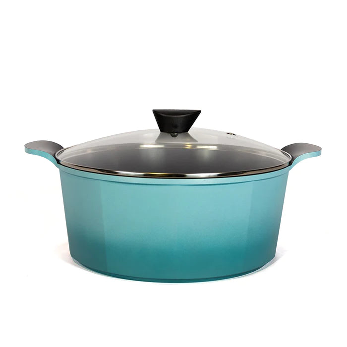 Neoflam Venn 32cm Casserole 9.60L Turquoise Induction with Glass Lid