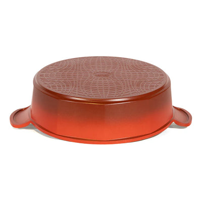 Neoflam Venn 28cm Low Casserole Induction 4.8L Red With Glass Lid