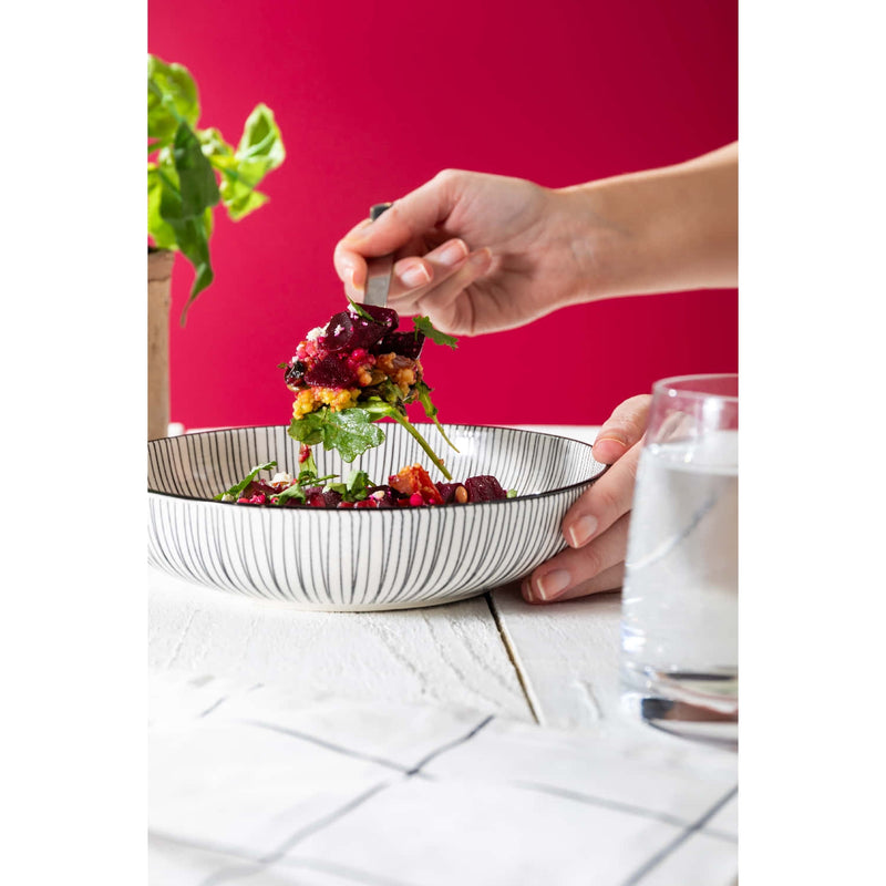Mikasa Coupe Pasta Dinner Bowl 21cm Black Stripe