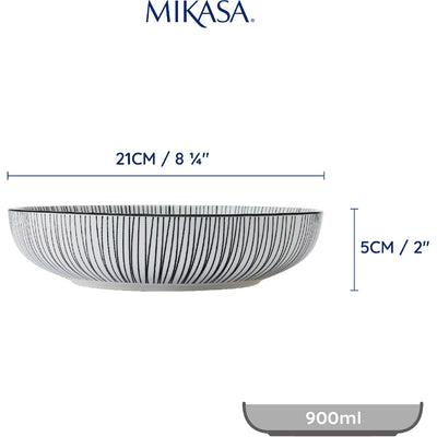 Mikasa Coupe Pasta Dinner Bowl 21cm Black Stripe