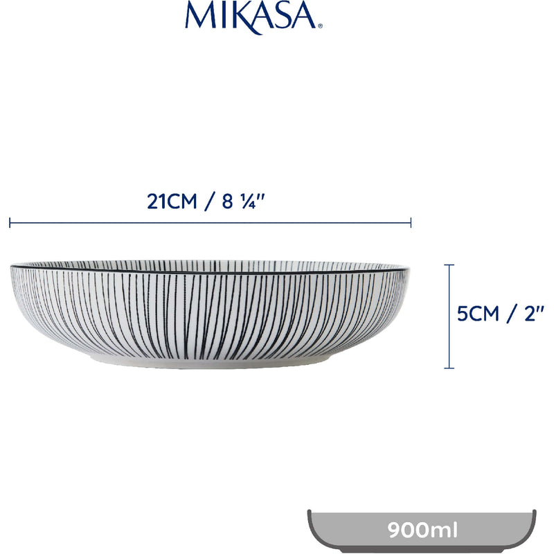 Mikasa Coupe Pasta Dinner Bowl 21cm Black Stripe