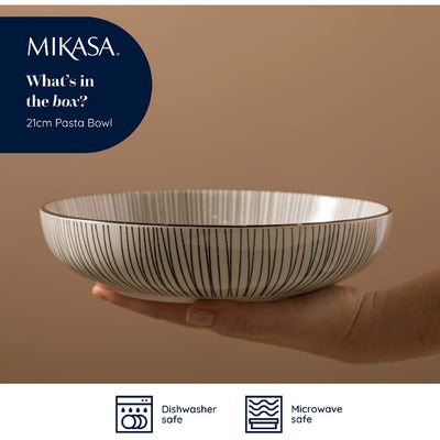 Mikasa Coupe Pasta Dinner Bowl 21cm Black Stripe