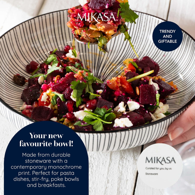 Mikasa Coupe Pasta Dinner Bowl 21cm Black Stripe