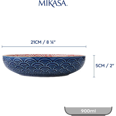 Mikasa Coupe Pasta Dinner Bowl 21cm Green Leaf