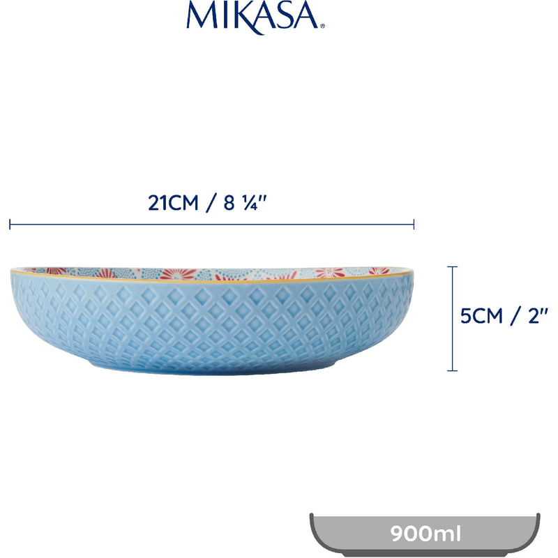 Mikasa Coupe Pasta Dinner Bowl 21cm Indigo Chevron