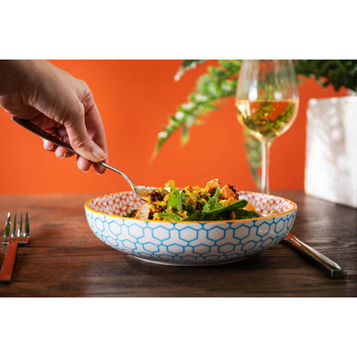 Mikasa Coupe Pasta Dinner Bowl 21cm Geometric Blue