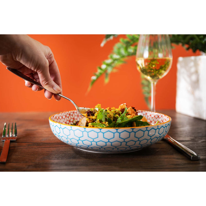 Mikasa Coupe Pasta Dinner Bowl 21cm Geometric Blue