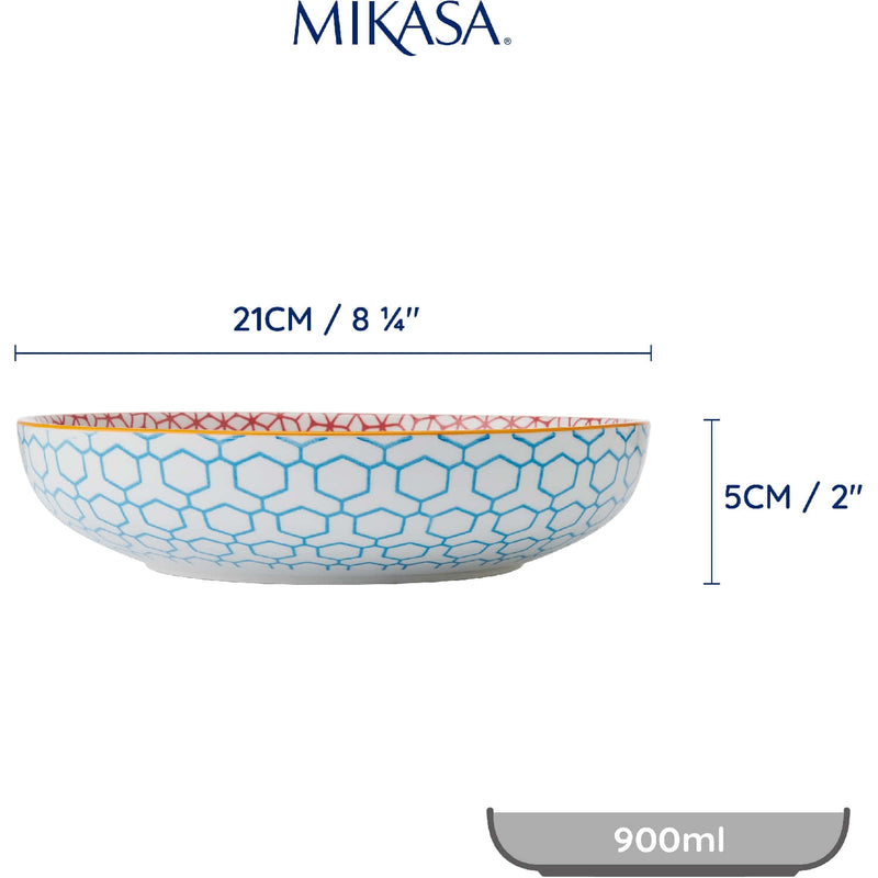 Mikasa Coupe Pasta Dinner Bowl 21cm Geometric Blue