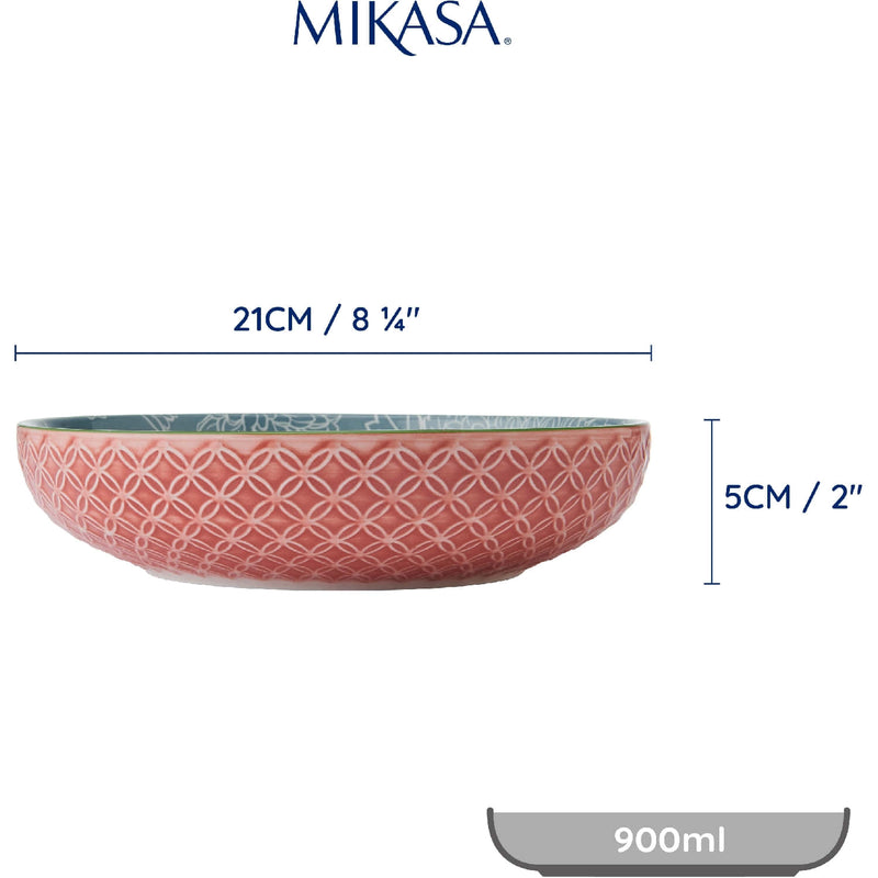 Mikasa Coupe Pasta Dinner Bowl 21cm Geometric Leaf