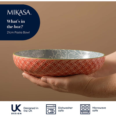 Mikasa Coupe Pasta Dinner Bowl 21cm Geometric Leaf