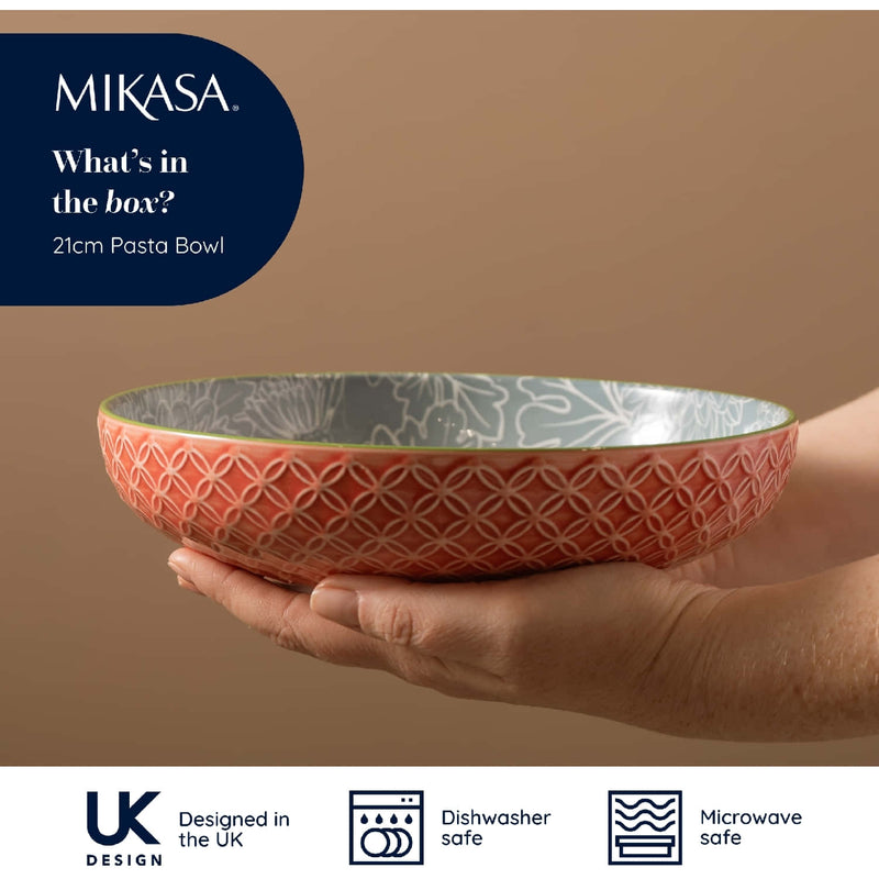 Mikasa Coupe Pasta Dinner Bowl 21cm Geometric Leaf