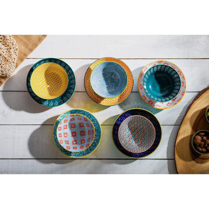 Mikasa Coupe Pasta Dinner Bowl 21cm Yellow Blue Geometric