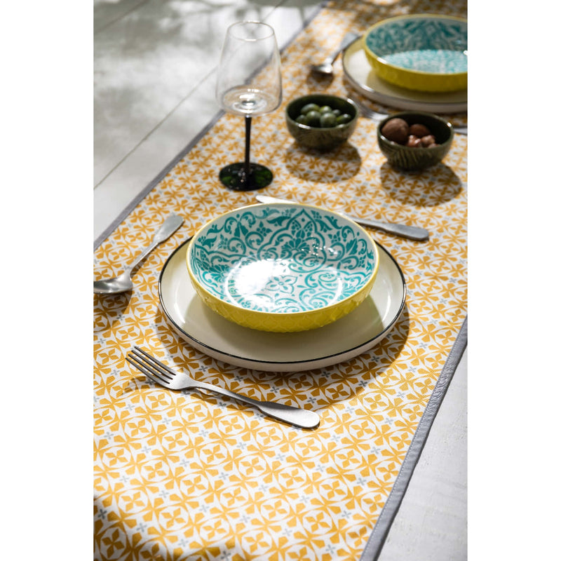Mikasa Coupe Pasta Dinner Bowl 21cm Yellow Blue Geometric