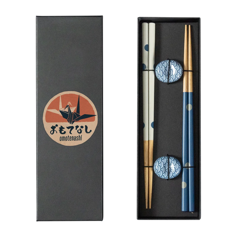 Omotenashi KOMON |Set|2 Chopsticks & 2 Chopstick Rests "Made in Japan"