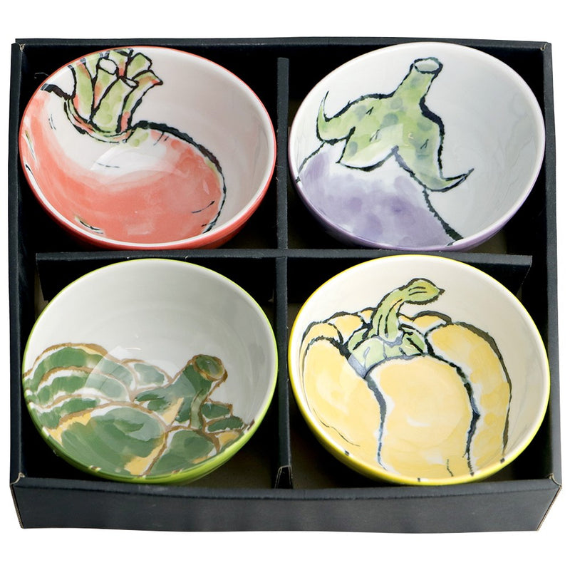 Omotenashi ETEGAMI Veggie Set 4 Bowls "Made in Japan"