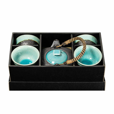 Omotenashi GIFU Set - Teapot & 4 Cups - Turquoise 500ml "Made in Japan"