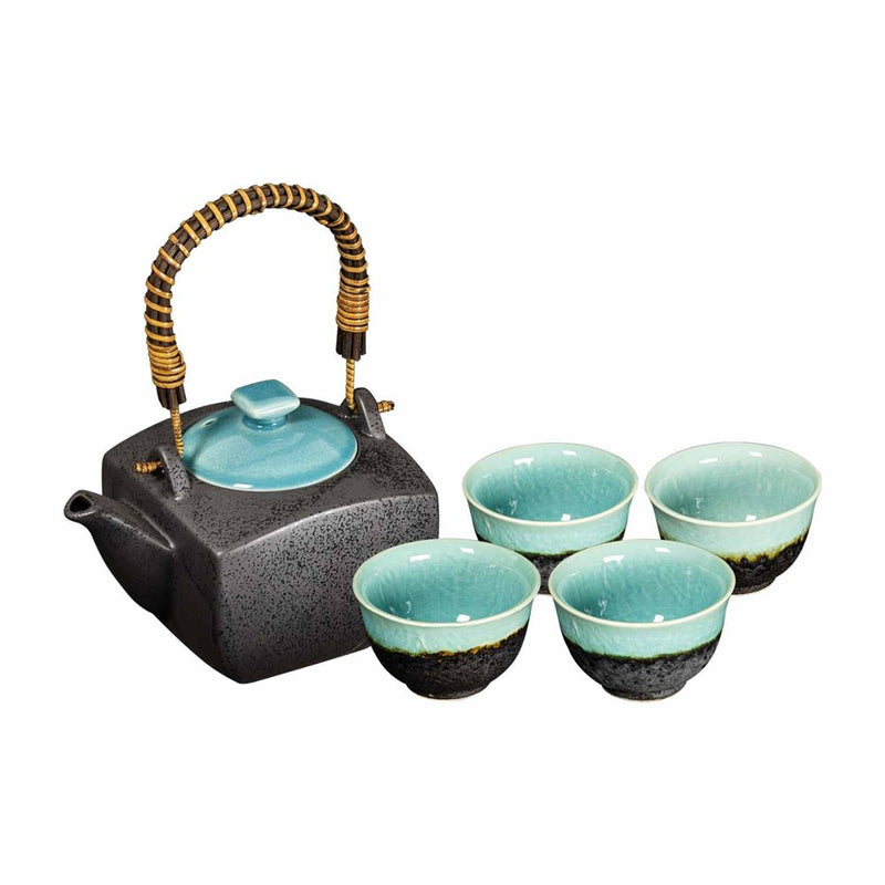 Omotenashi GIFU Set - Teapot & 4 Cups - Turquoise 500ml "Made in Japan"