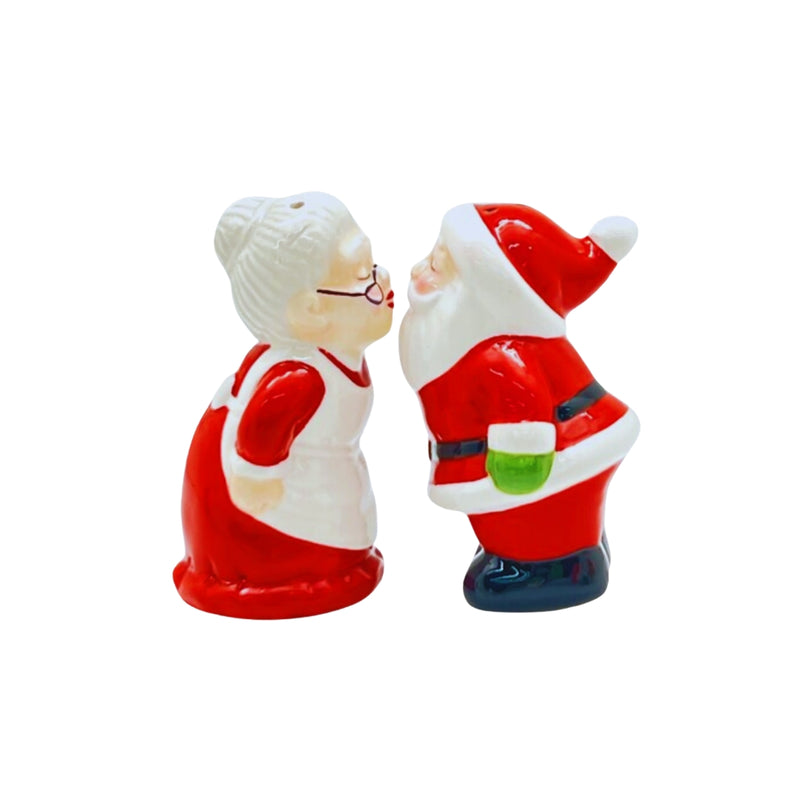 Santa Kissing Mrs Claus Salt & Pepper, Set of 2