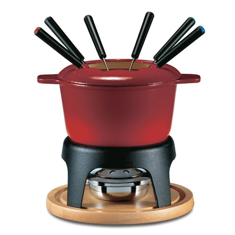 SWISSMAR - Fondue Sierra 11 Piece Cast Iron Fondue Set - Red